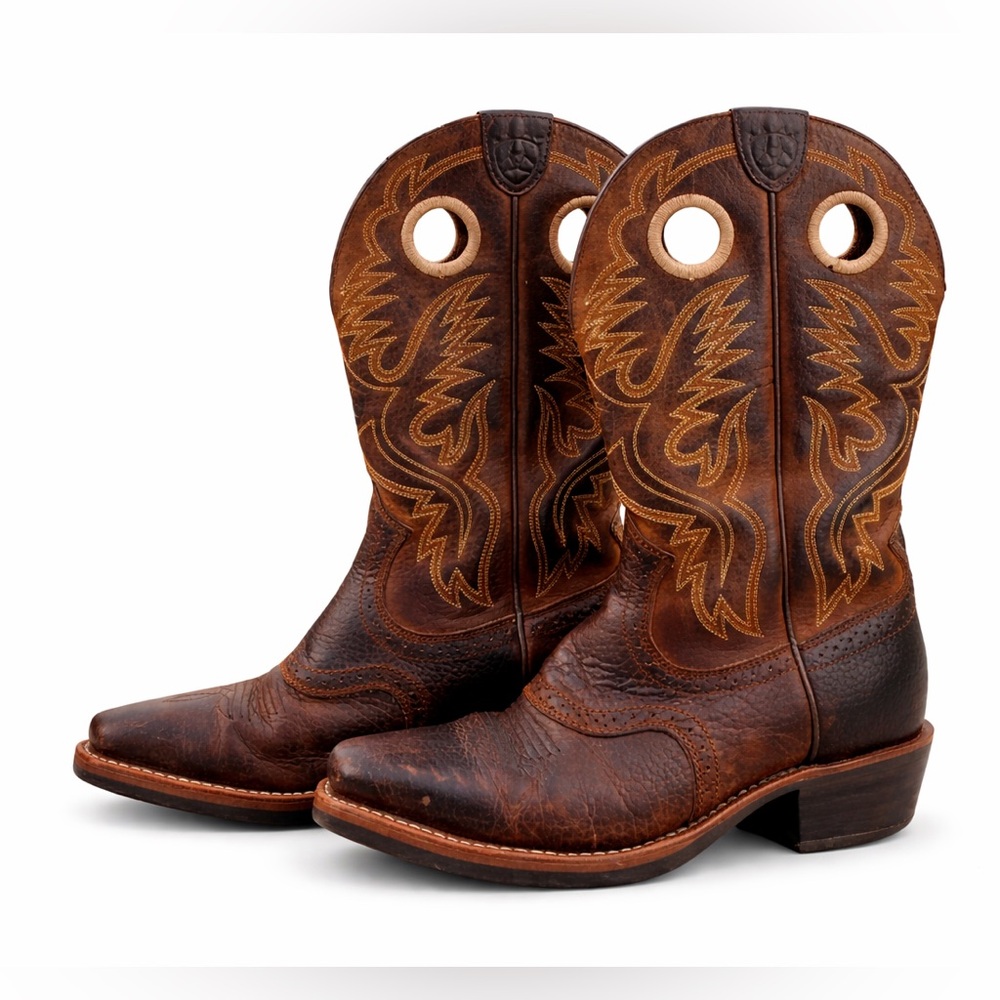 Ariat Heritage Roughstock Western cowboy boots in brown leather Mens Size 8